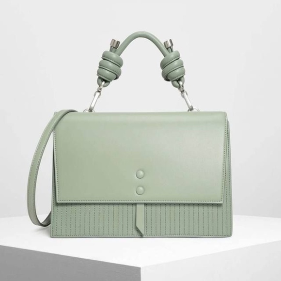 Charles & Keith Handbags - Sage green knotted Detail Handle Bag